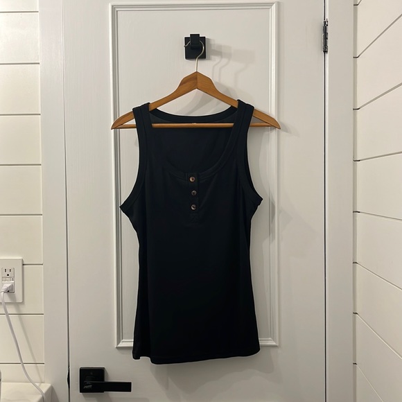 Amazon Black Slim Fit Henley Tank - Picture 1 of 3